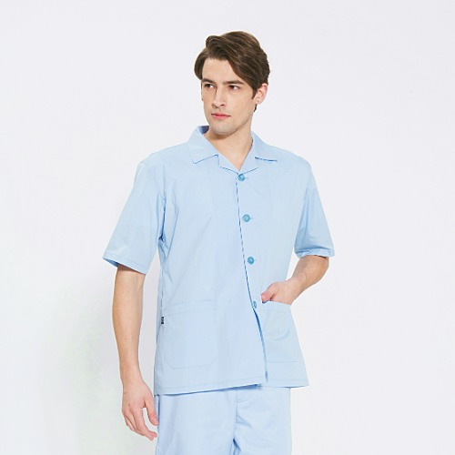 [위생복 반팔] MEN Spandex Shirts (Short) - sky blue
